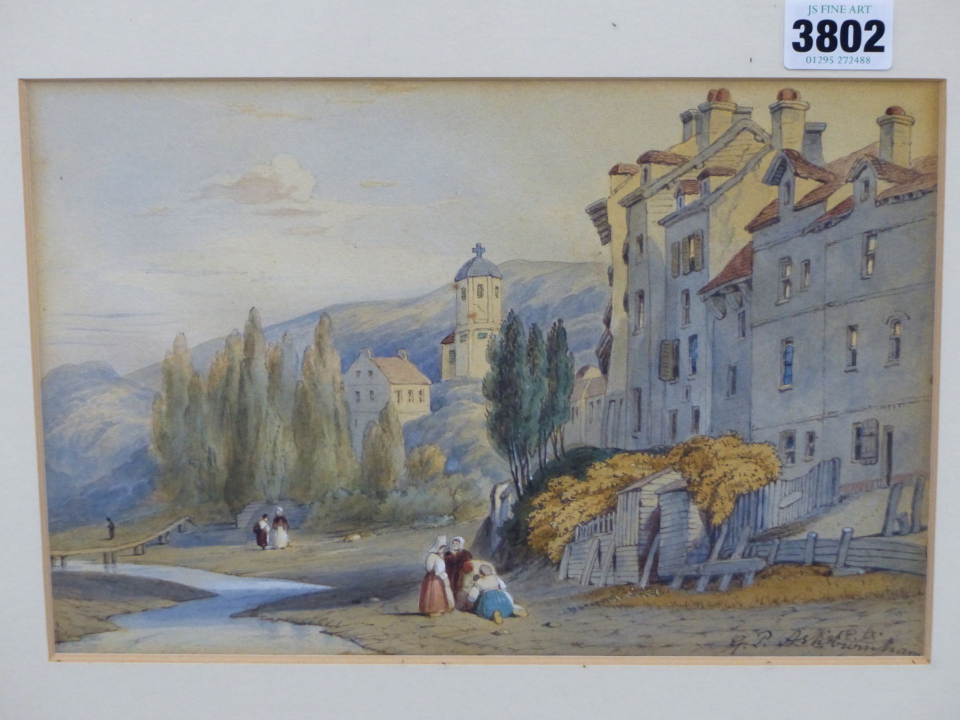 G.P. ASH****** ? (19TH CENTURY). HONFLEUR FRANCE, WATERCOLOUR, MONOGRAMMED AND SIGNED LOWER RIGHT ( - Image 2 of 6