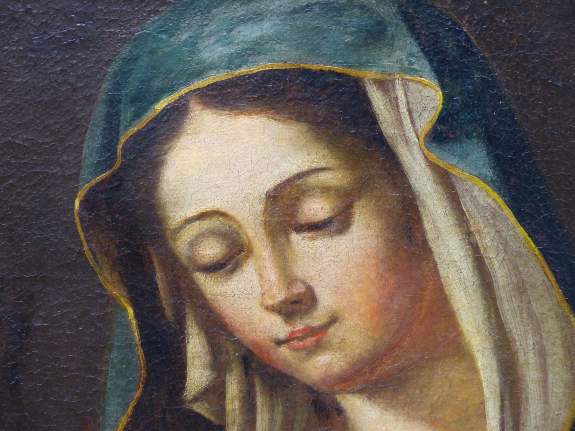 18th C. CONTINENTAL OLD MASTER SCHOOL, AN OVAL PORTRAIT OF THE MADONNA IN PRAYER ON A RECTANGULAR - Image 3 of 24