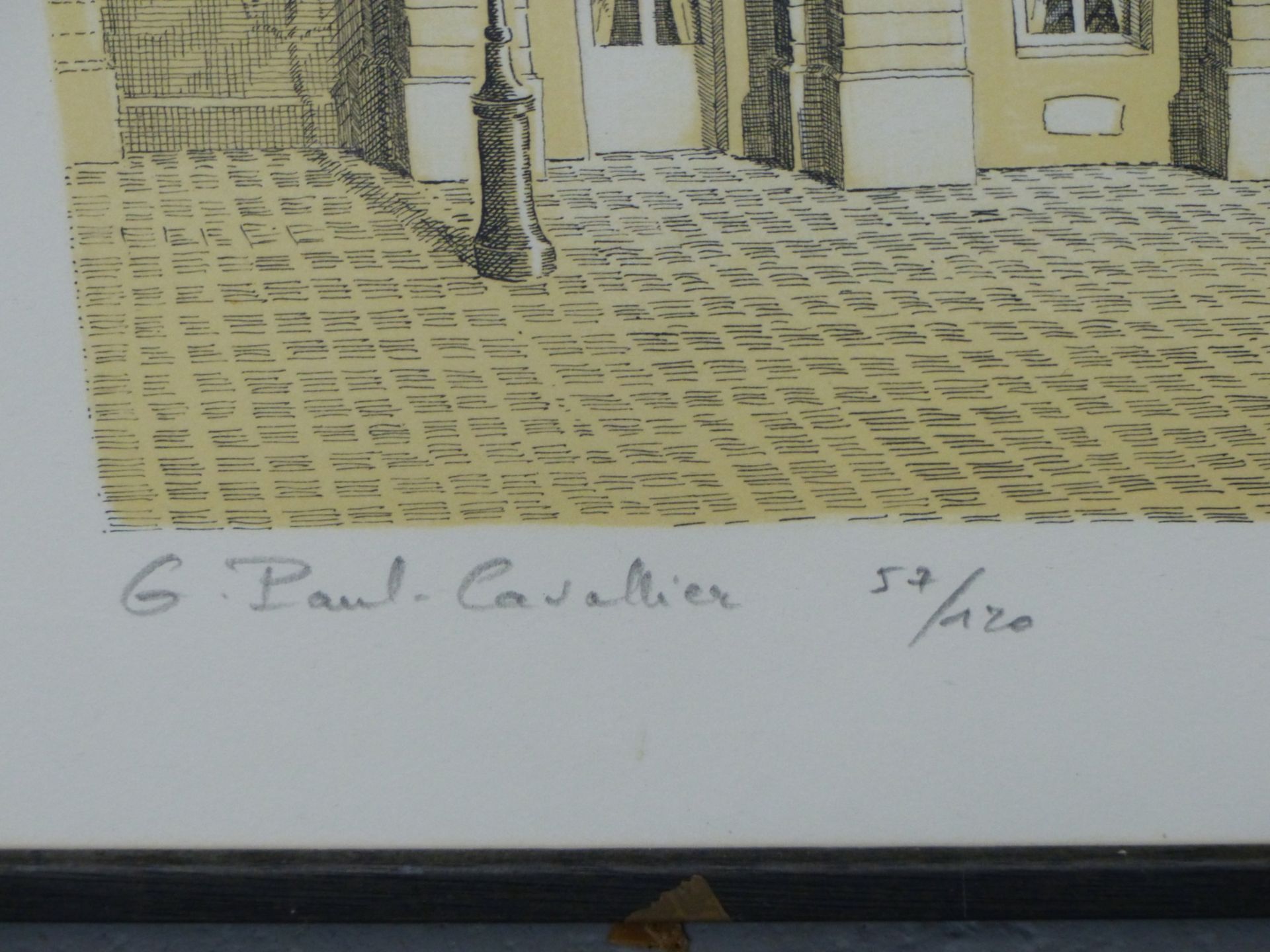 GERALD PAUL CAVALIER (20TH CENTURY). ARR. AN ITALIAN TOWN HALL FACADE, LITHOGRAPH, PENCIL SIGNED AND - Image 3 of 5