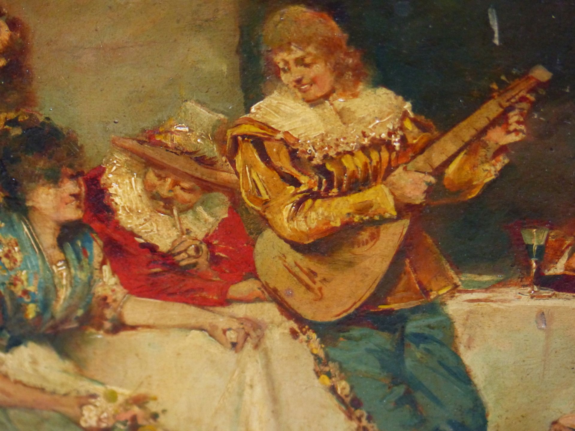 A SIMONETTI (19TH CENTURY) A MERRY PARTY, OIL ON PANEL, SIGNED LOWER LEFT AND DATED 1876, THE - Image 6 of 9