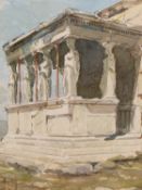 20TH CENTURY EUROPEAN SCHOOL. ATHENIAN RUINS, WATERCOLOUR, SIGNED INDISTINCTLY TOGETHER WITH A
