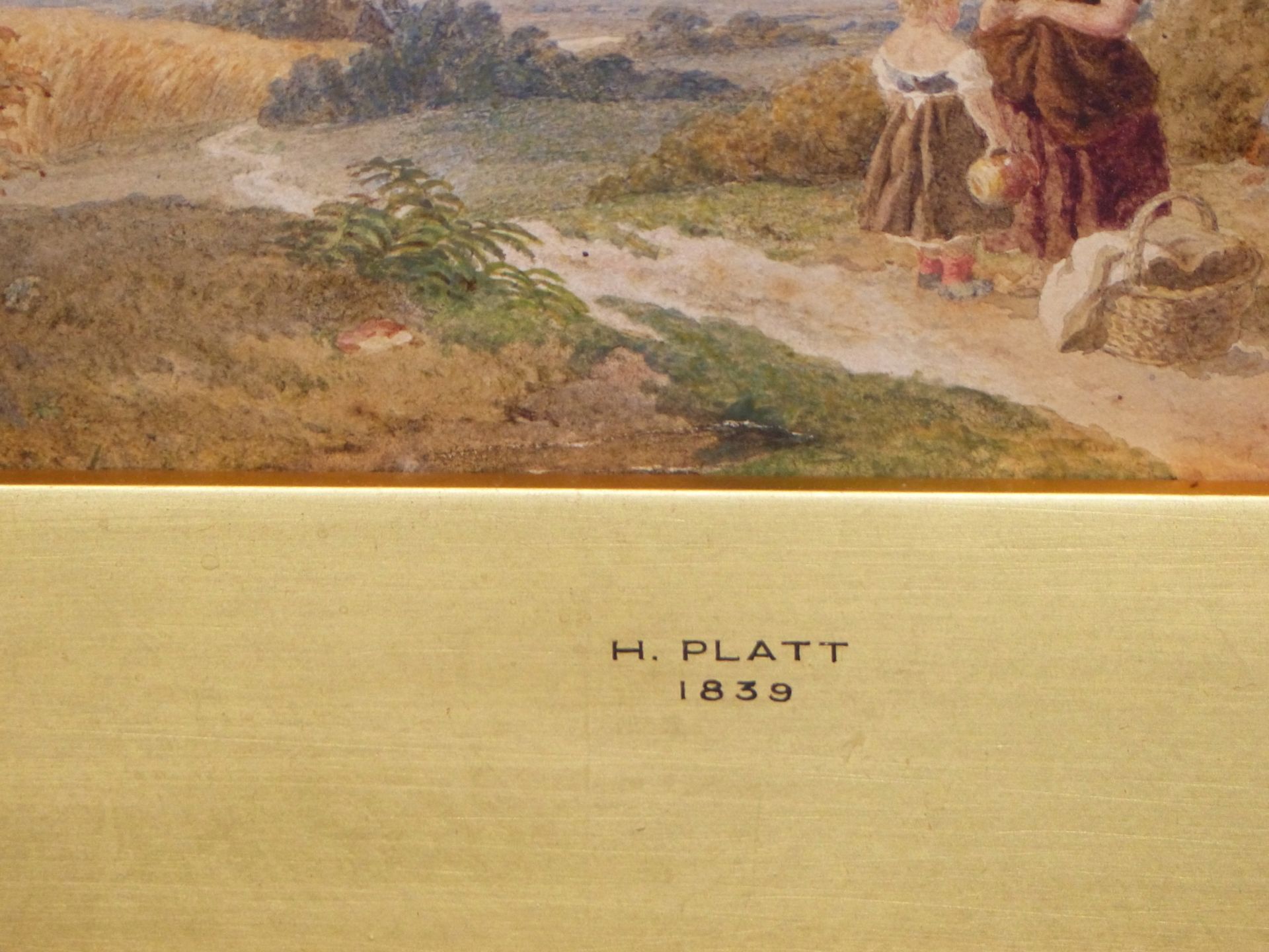 H. PLATT ( 19TH CENTURY). CHILDREN WITH FRUIT BASKET ON A COUNTRY PATH. WATERCOLOUR. SIGNED L/L - Image 3 of 7