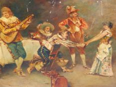 A SIMONETTI (19TH CENTURY) A MERRY PARTY, OIL ON PANEL, SIGNED LOWER LEFT AND DATED 1876, THE