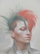 COLIN FROOMS. (1933-2017) ARR. STUDY FOR NEW WAVE PUNK, PASTEL SIGNED VERSO, FRAMED AND GLAZED. 56 x