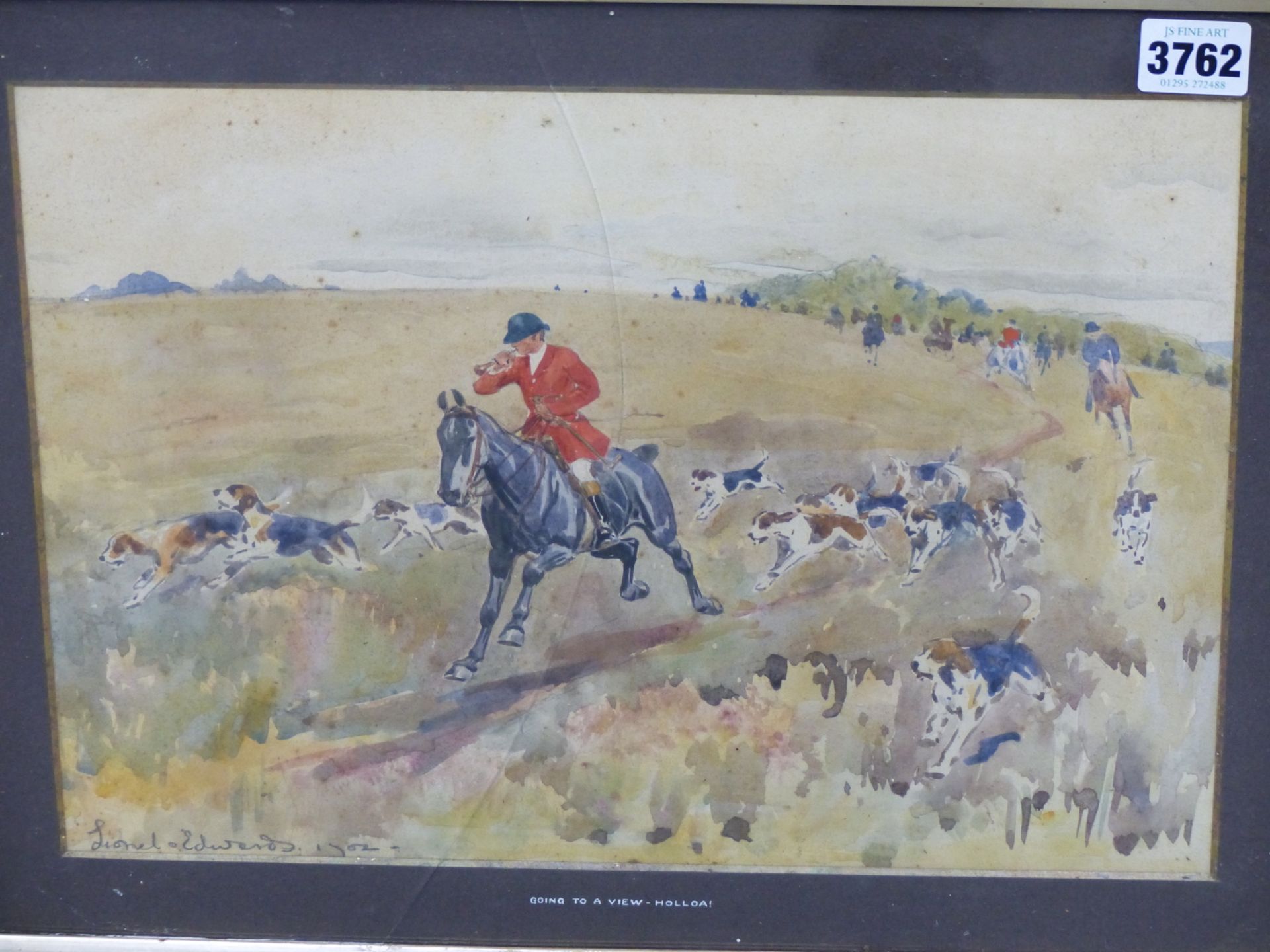 LIONEL EDWARDS (1878-1966) ARR. GOING TO A VIEW -HOLLOA!. WATERCOLOUR, SIGNED AND DATED 1902 LOWER - Image 2 of 7