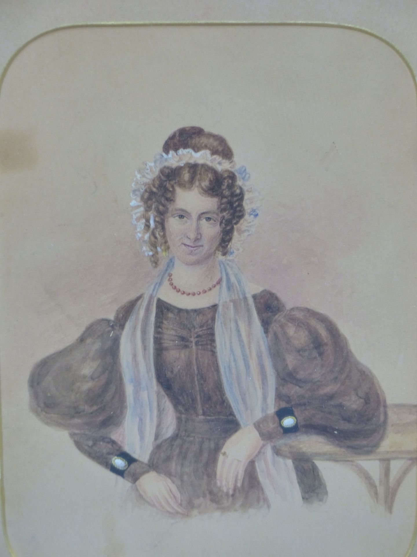 19TH CENTURY ENGLISH SCHOOL PORTRAIT OF ELIZABETH BROWN. WATERCOLOUR TOGETHER WITH COMPANION - Image 7 of 9