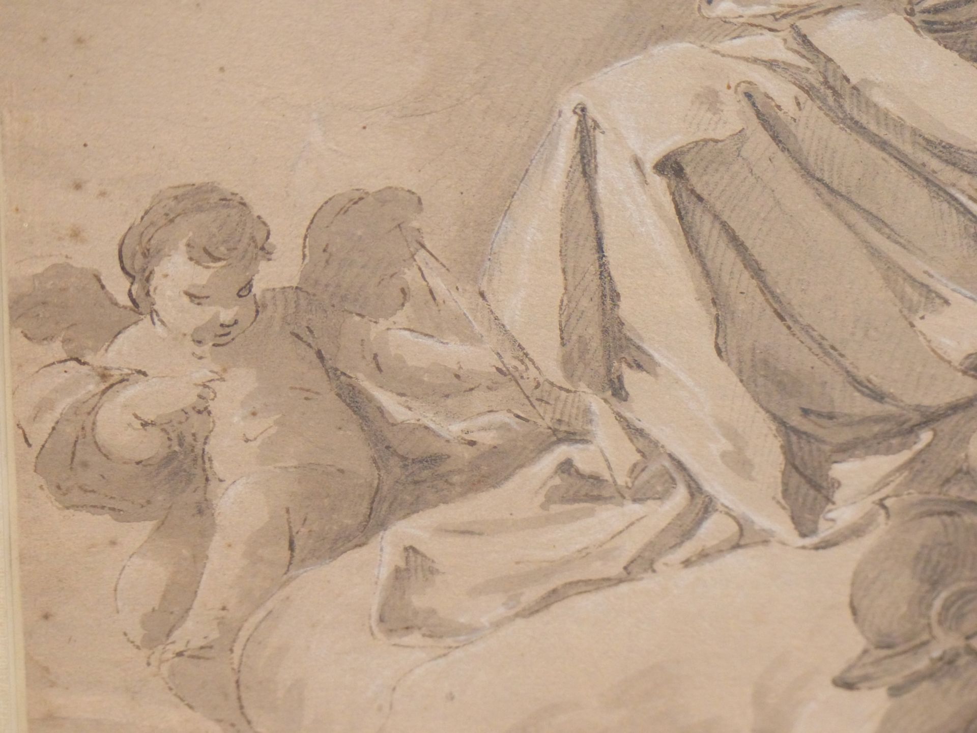 AFTER GIOVANNI TIEPOLO, AN 18TH/ 19TH FIGURE STUDY, GREY WASH, PENCIL AND CHALK ON PAPER, BEARS - Bild 4 aus 9