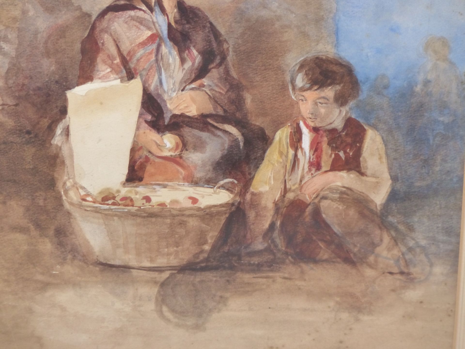 19TH CENTURY ENGLISH SCHOOL, THE APPLE SELLER, WATERCOLOUR. 35 X 40 cm - Image 4 of 7