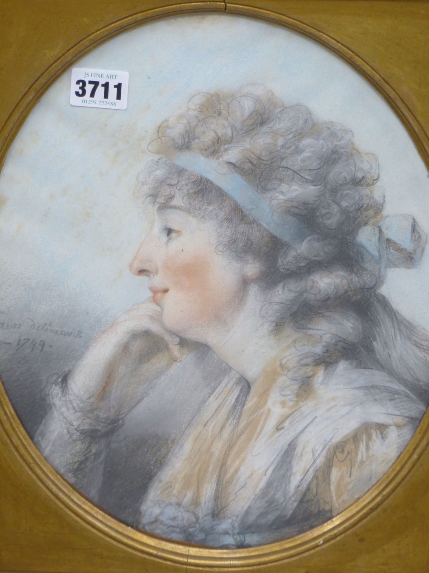 18TH/19TH CENTURY SCHOOL. PORTRAIT OF A CONTEMPLATIVE LADY. PASTEL. BEARS INSCRIPTION "PETERS