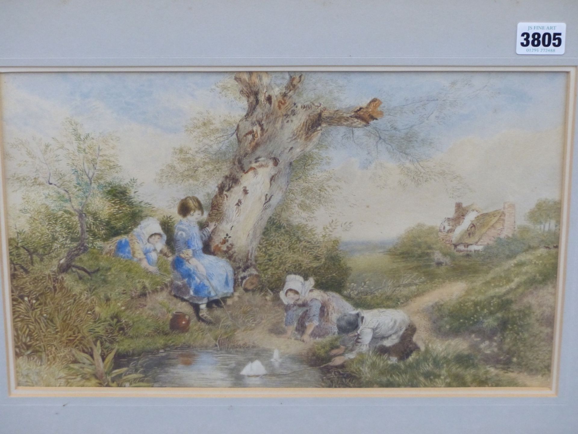 W.H.B. ( 19TH CENTURY ENGLISH SCHOOL) CHILDREN SAILING TOY BOATS ON THE POND, AND COMPANION WORK - Image 3 of 14