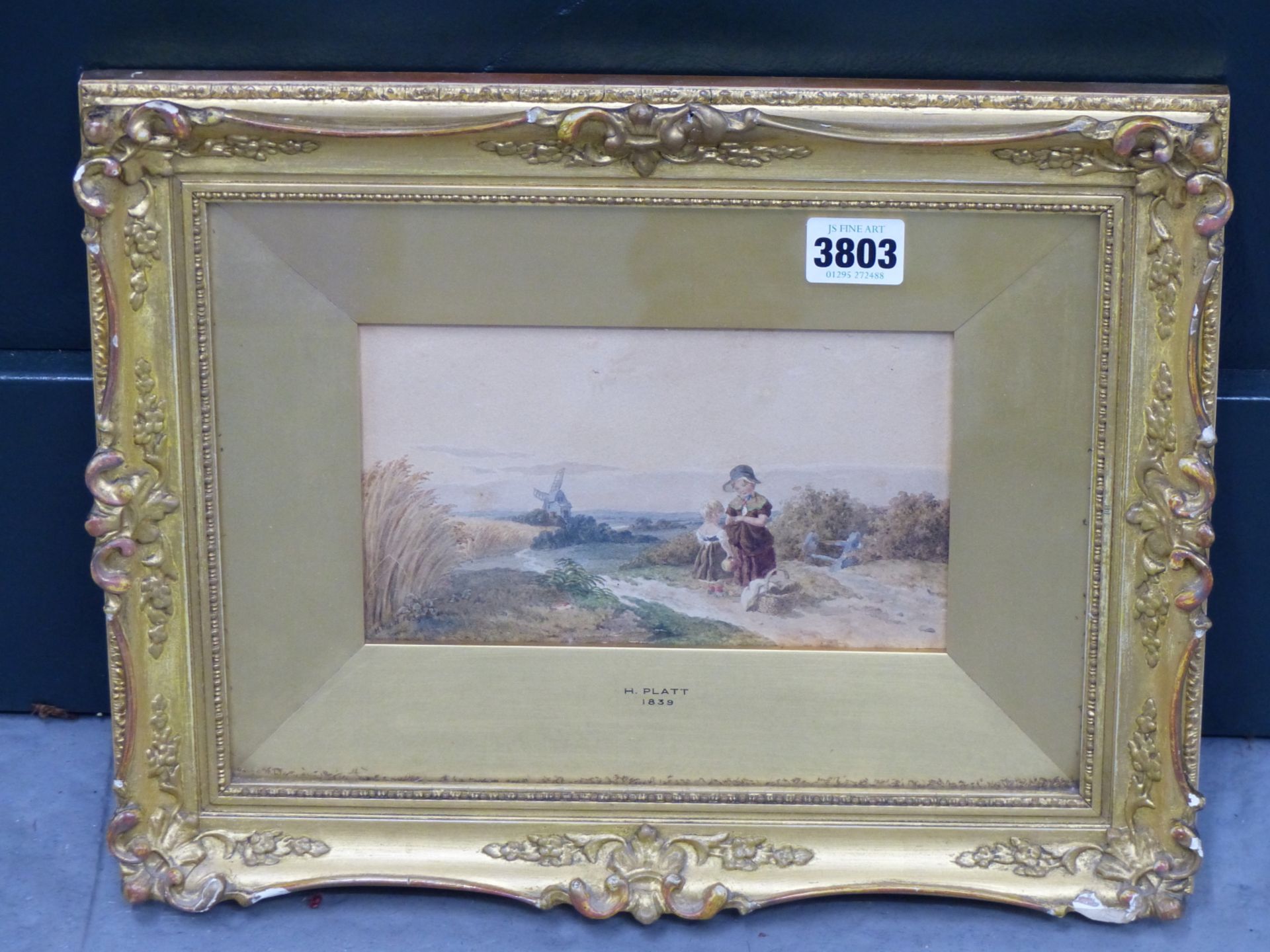 H. PLATT ( 19TH CENTURY). CHILDREN WITH FRUIT BASKET ON A COUNTRY PATH. WATERCOLOUR. SIGNED L/L - Image 6 of 7