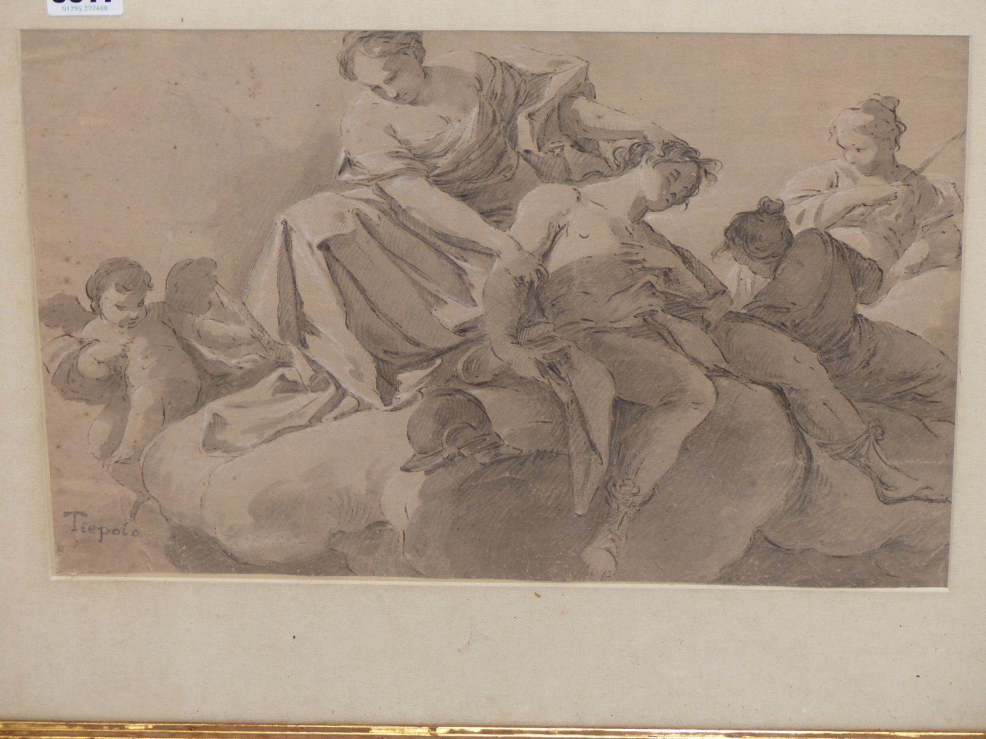 AFTER GIOVANNI TIEPOLO, AN 18TH/ 19TH FIGURE STUDY, GREY WASH, PENCIL AND CHALK ON PAPER, BEARS - Bild 2 aus 9