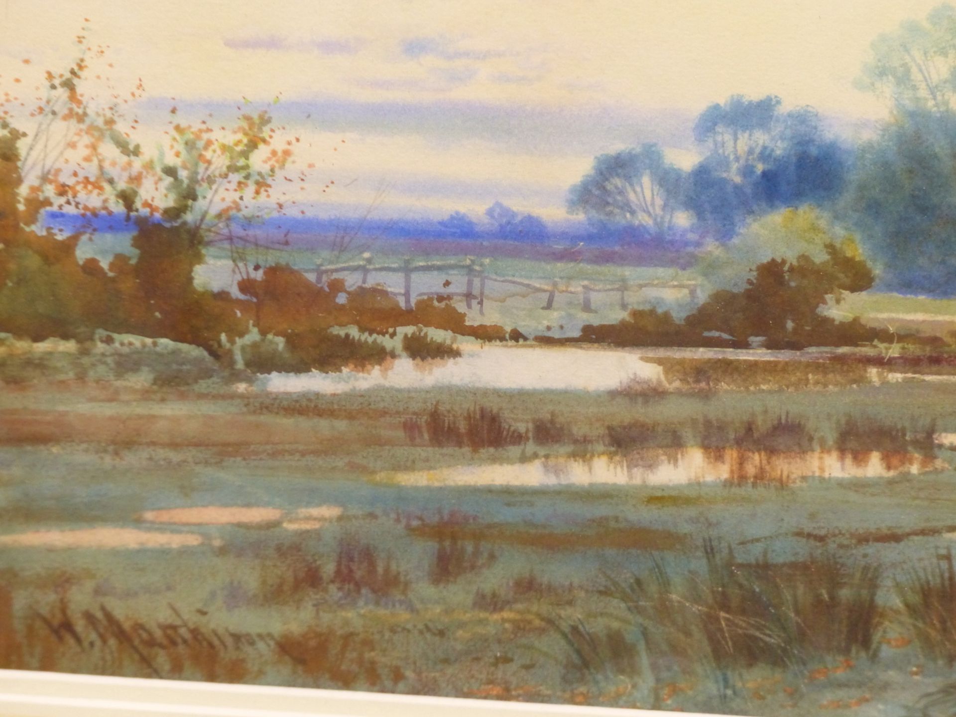 WILLIAM MATHISON (FL.1883-1923) SHEEP IN A RIVERSIDE MEADOW, WATERCOLOUR, SIGNED LOWER LEFT. 71 X 47 - Image 5 of 7