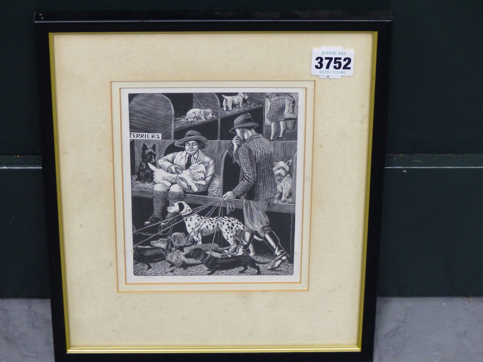 TIRZAH RAVILLIOUS (nee. Garwood.) (1908-1951)- THE DOG SHOW, WOODBLOCK ENGRAVING- NUMBERED 180/500. - Image 4 of 5