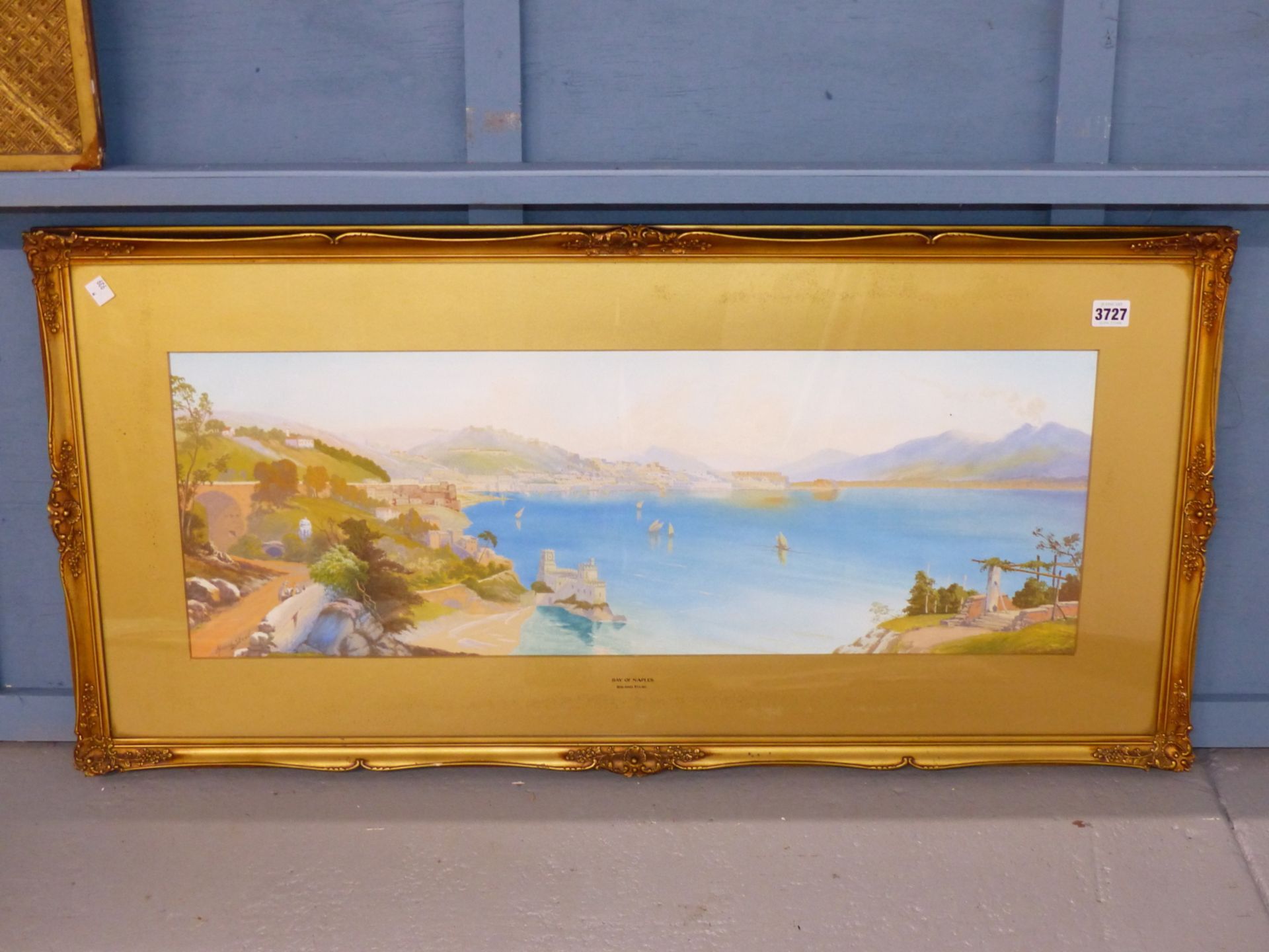 ROLAND STEAD (20TH CENTURY) THE BAY OF NAPLES . WATER COLOUR SIGNED LOWER LEFT. 77 X 26 cm. - Image 2 of 7