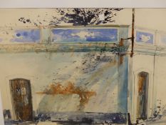 MICHAEL SCHREIBER (b. 1949). ARR. A CONTINENTAL STREET CORNER. WATERCOLOUR, SIGNED. 47 x 67cms.