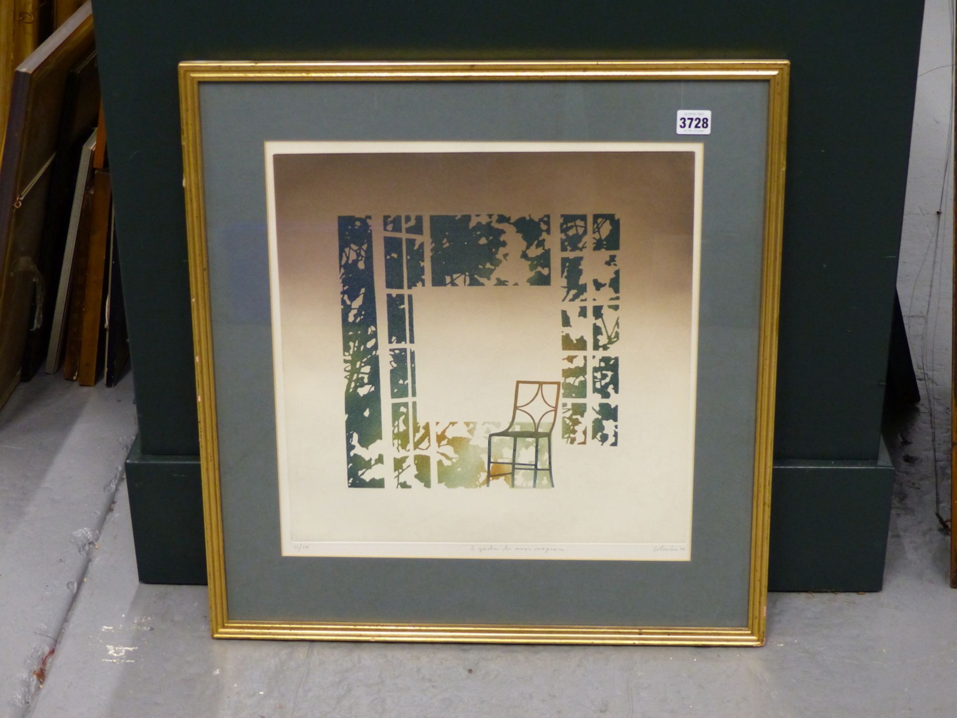 JEAN SOLOMBRE ( B. 1948) ARR. " LE JARDIN...??" COLOUR ETCHING. SIGNED L/R AND TITLED INDISTINCTLY . - Image 2 of 6