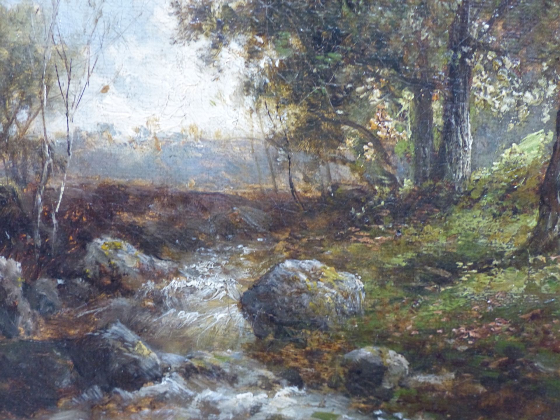 19TH CENTURY ENGLISH SCHOOL, A WOODED STREAM. OIL ON CANVAS. 14 X 19 cm. - Image 4 of 7