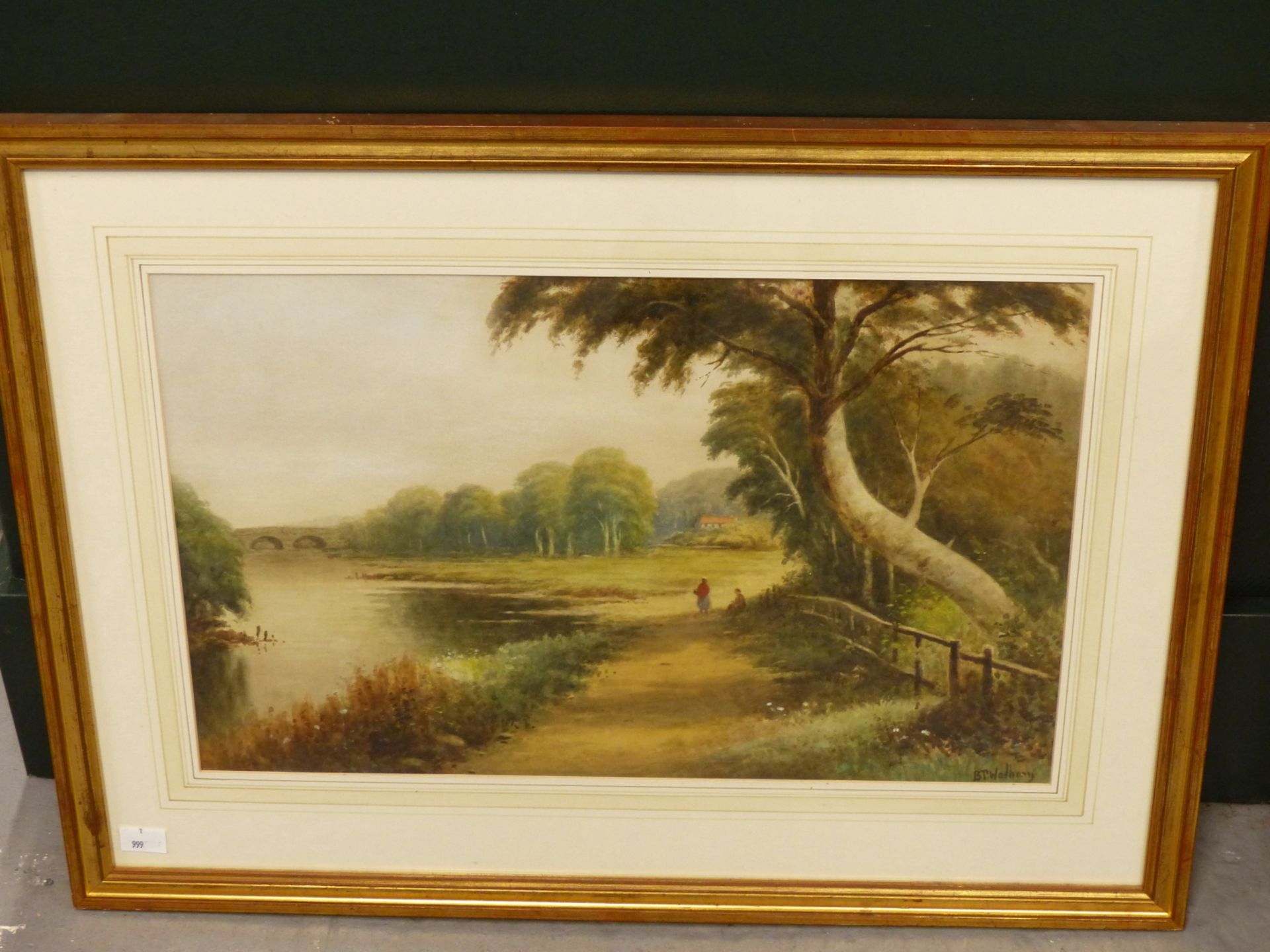 B. T WADHAM. (19TH/20TH CENTURY) THE TOWPATH -SONNING. WATERCOLOUR, SIGNED LOWER RIGHT 47 X 30 cm - Image 2 of 8
