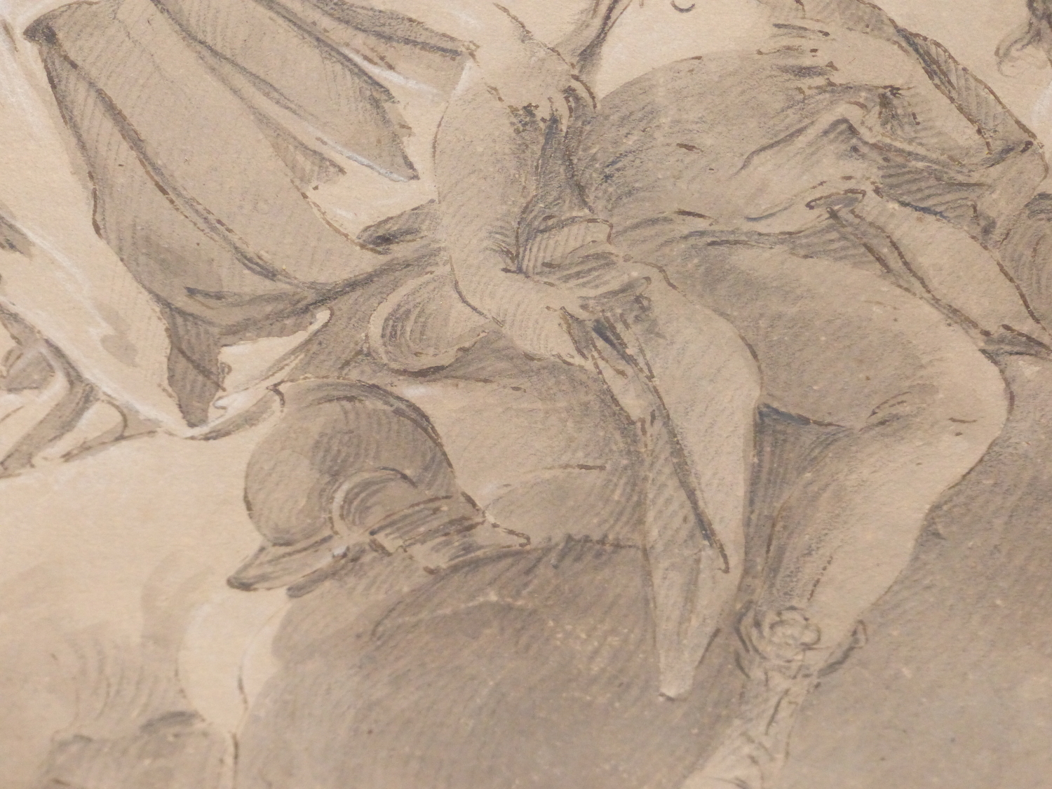 AFTER GIOVANNI TIEPOLO, AN 18TH/ 19TH FIGURE STUDY, GREY WASH, PENCIL AND CHALK ON PAPER, BEARS - Image 5 of 9