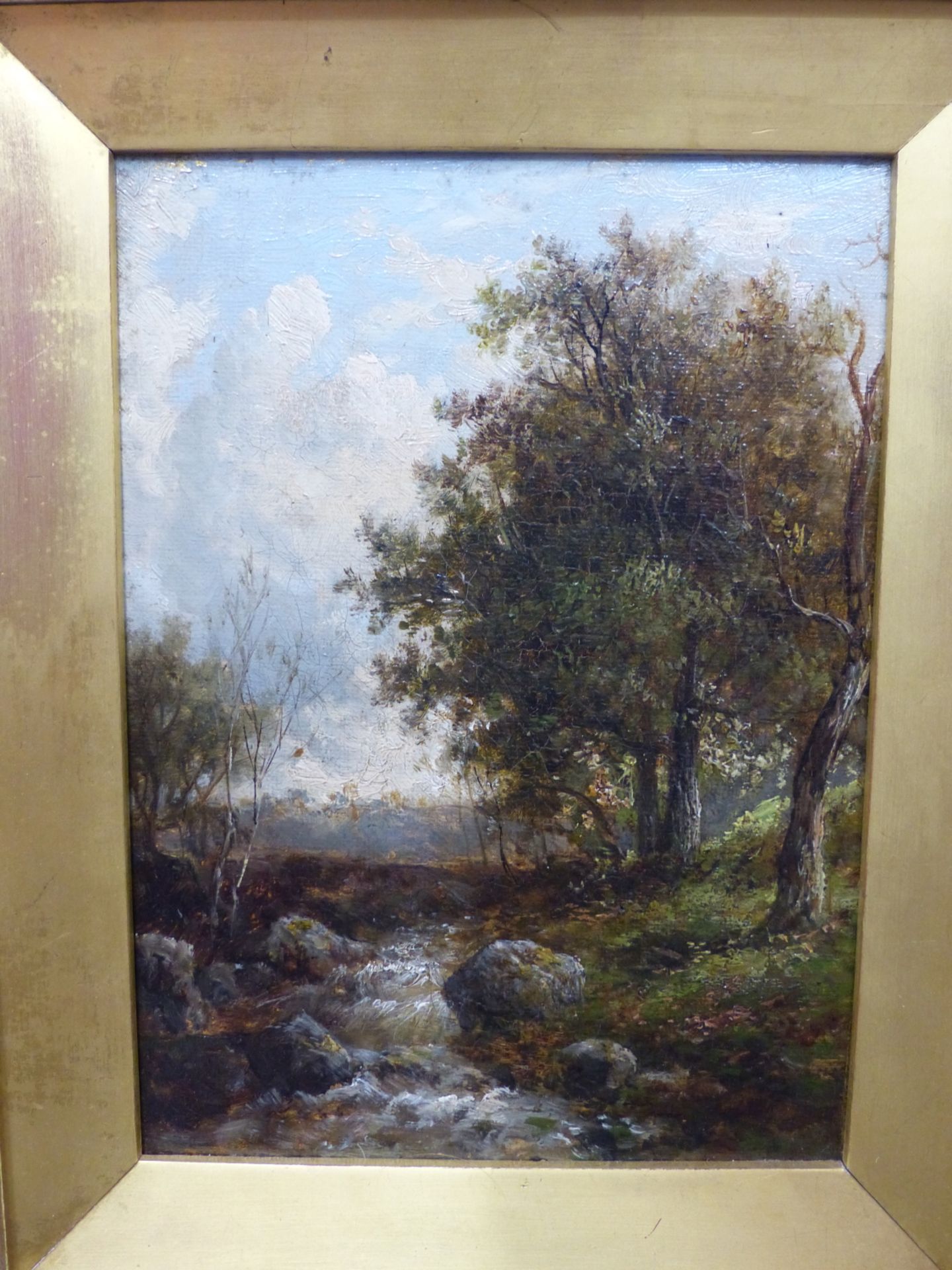 19TH CENTURY ENGLISH SCHOOL, A WOODED STREAM. OIL ON CANVAS. 14 X 19 cm. - Image 2 of 7