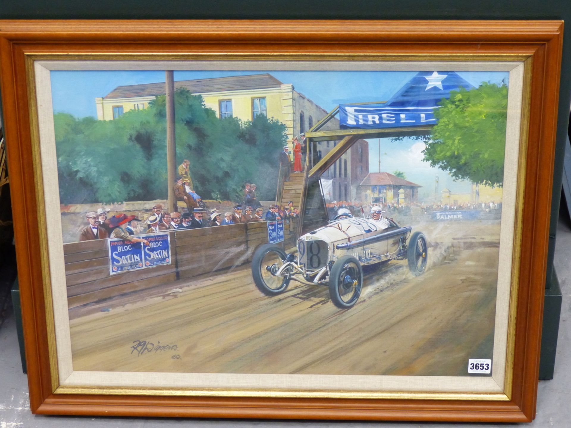 RODNEY DIGGENS (B 1937), ARR. A 1920S MERCEDES No. 28 IN A TOWN ROAD RACE, OIL ON CANVAS, SIGNED AND - Image 2 of 7