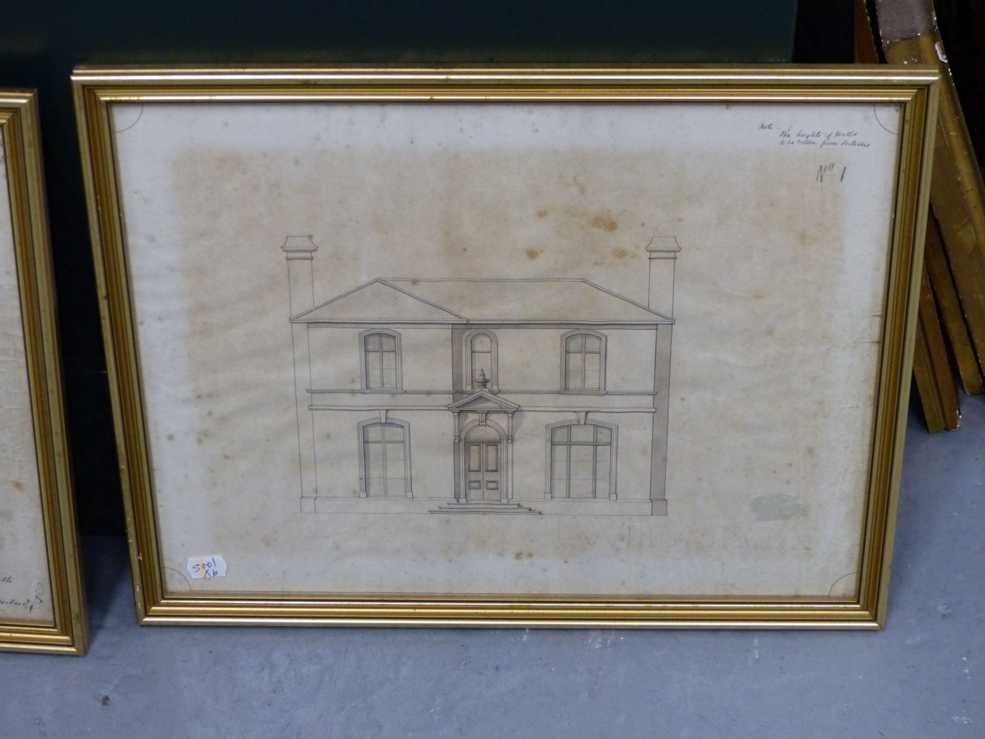 ARCHITECTURAL PLANS, AN INTERESTING SET OF MID 19TH CENTURY ARCHITECTS PLANS FOR AN IMPRESSIVE - Bild 2 aus 7