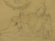 DAVID AMES (20TH CENTURY) ARR. "CONTEMPLATION" PENCIL STUDY ON PAPER, POSSIBLY A PREPATORY DRAWING,