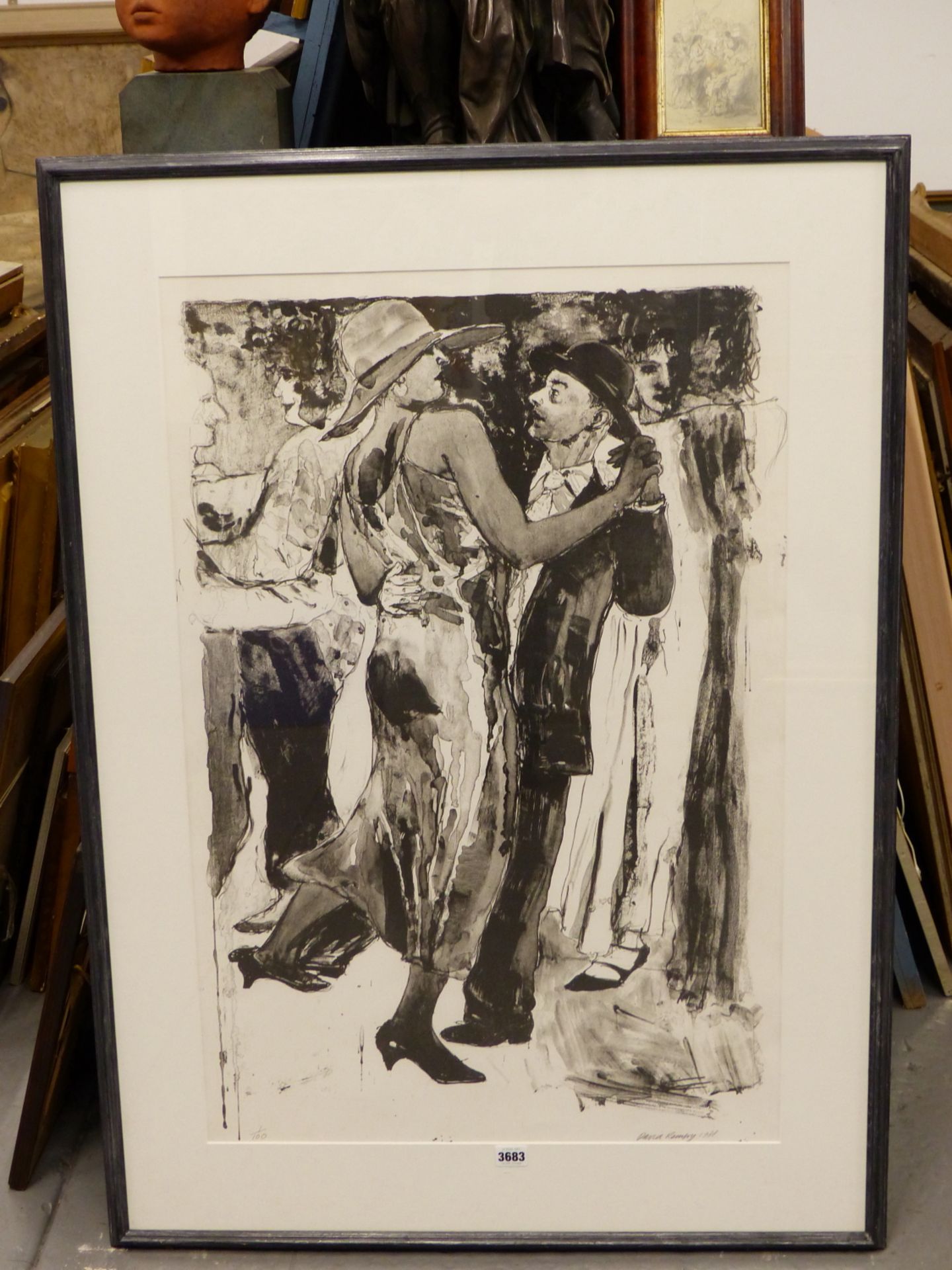 DAVID REMFRY RA. (B.1942) (ARR)- DANCING WITH HATS (UNTITLED), LITHOGRAPH, LIMITED EDITION NO.1/100, - Image 6 of 8