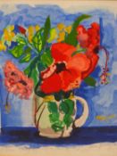 ALEXANDER MINGUET (1937-1996) ARR. STILL LIFE FLOWERS. LITHOGRAPH. PENCIL SIGNED AND INDISTINCTLY