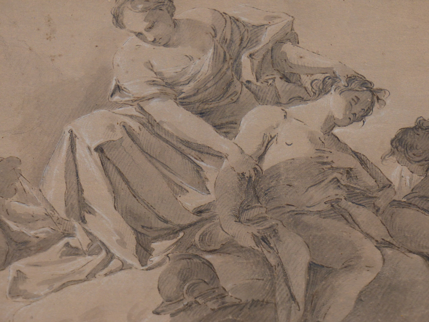 AFTER GIOVANNI TIEPOLO, AN 18TH/ 19TH FIGURE STUDY, GREY WASH, PENCIL AND CHALK ON PAPER, BEARS