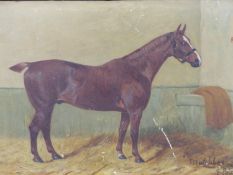 GEORGE PAICE (1854-1925) PORTRAIT OF RACEHORSE MATCHBOX- OIL ON BOARD. SIGNED AND TITLED LOWER