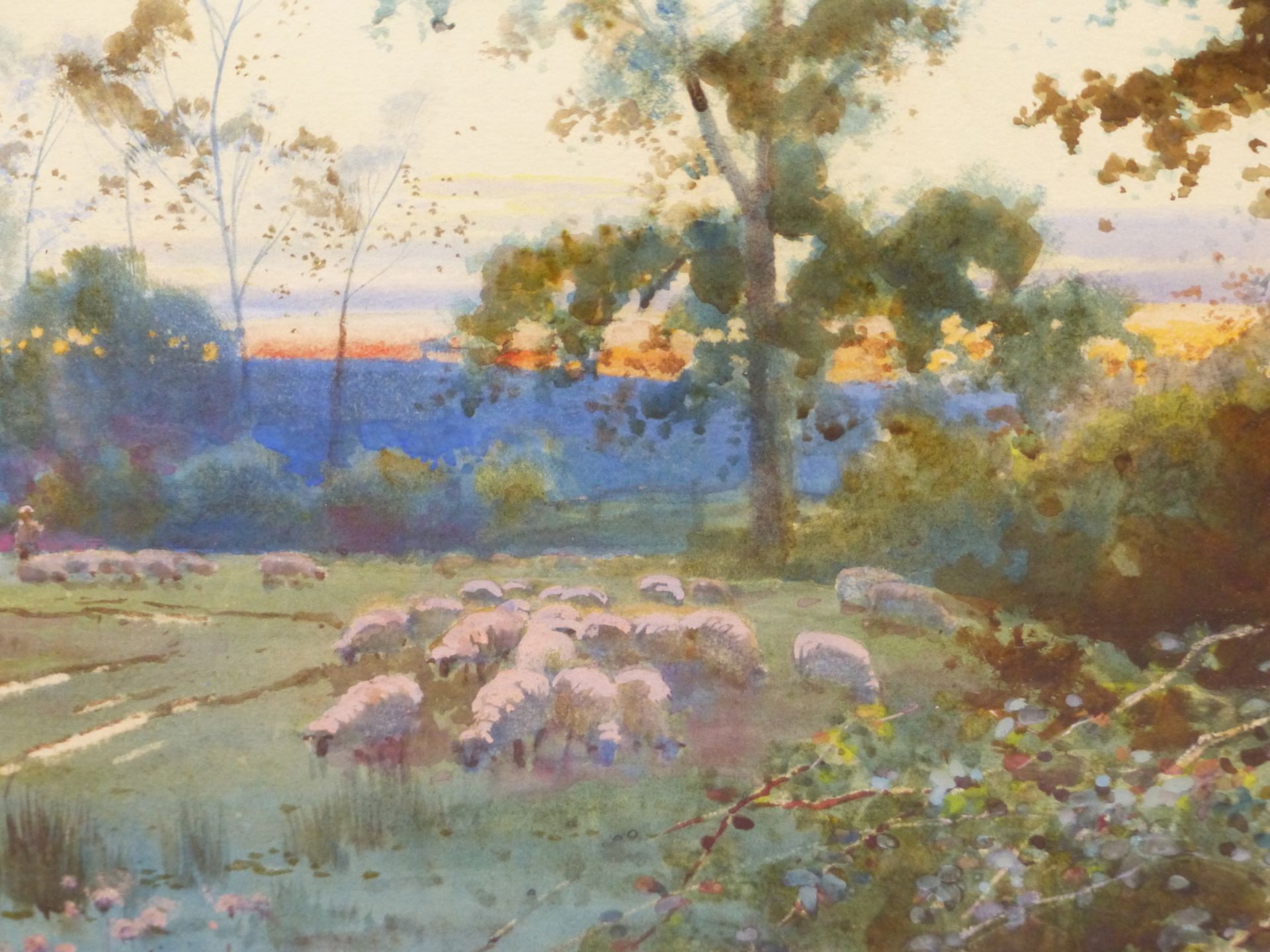WILLIAM MATHISON (FL.1883-1923) SHEEP IN A RIVERSIDE MEADOW, WATERCOLOUR, SIGNED LOWER LEFT. 71 X 47 - Image 3 of 7