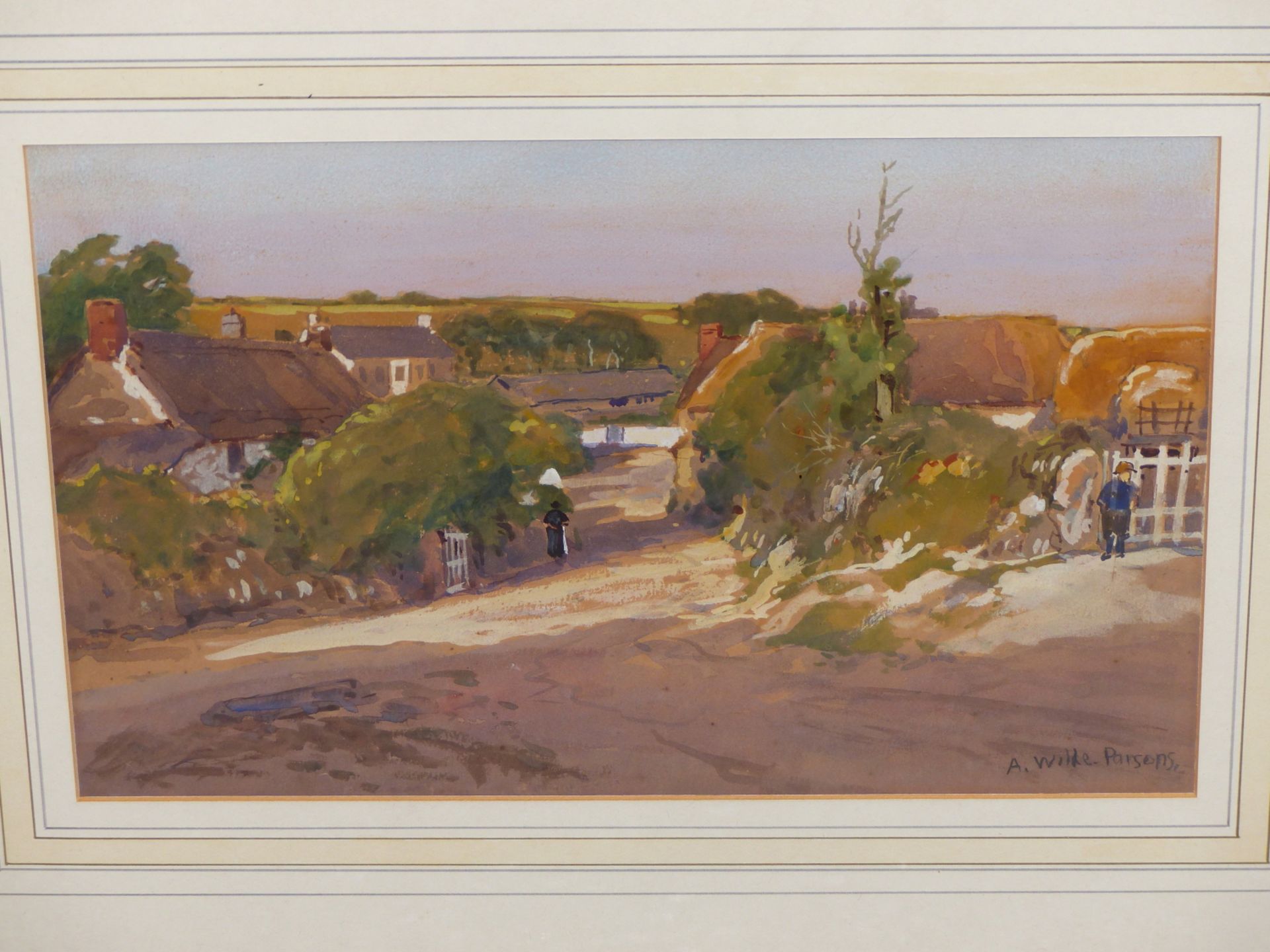 ATTIB. ARTHUR WILDE PARSONS (EXH. 1882-1922) RURAL VILLAGE LANE, WATERCOLOUR, 33 X 21 cm. - Image 2 of 6