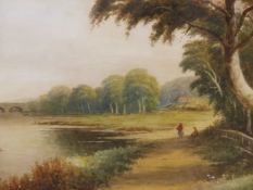 B. T WADHAM. (19TH/20TH CENTURY) THE TOWPATH -SONNING. WATERCOLOUR, SIGNED LOWER RIGHT 47 X 30 cm