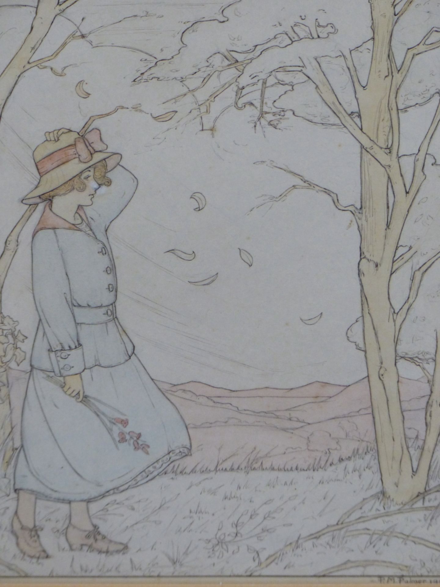 PHYLISS M. PALMER ( EARLY 20TH CENTURY) ILLUSTRATION FEEDING THE DUCK AND AUTUMN BREEZE- - Image 2 of 11