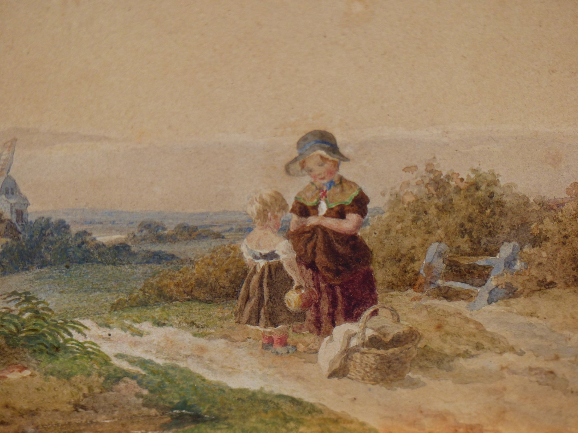 H. PLATT ( 19TH CENTURY). CHILDREN WITH FRUIT BASKET ON A COUNTRY PATH. WATERCOLOUR. SIGNED L/L - Image 2 of 7