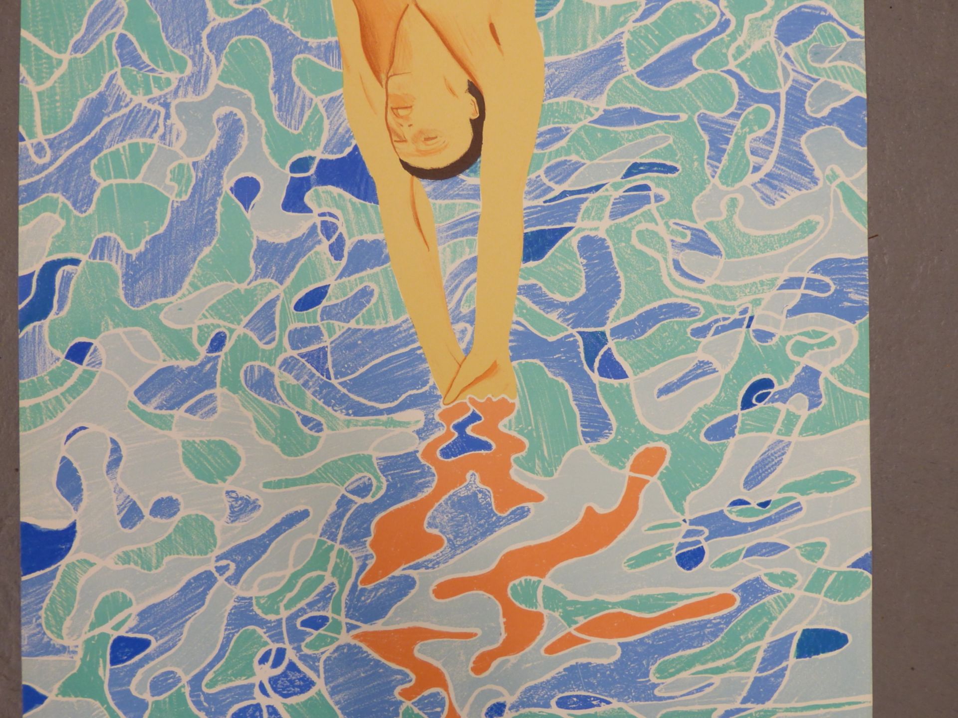 AFTER DAVID HOCKNEY (B.1937) THE DIVER. COLOUR PRINT. ( THIS IMAGE WAS ORIGINALLY USED FOR THE - Image 4 of 14