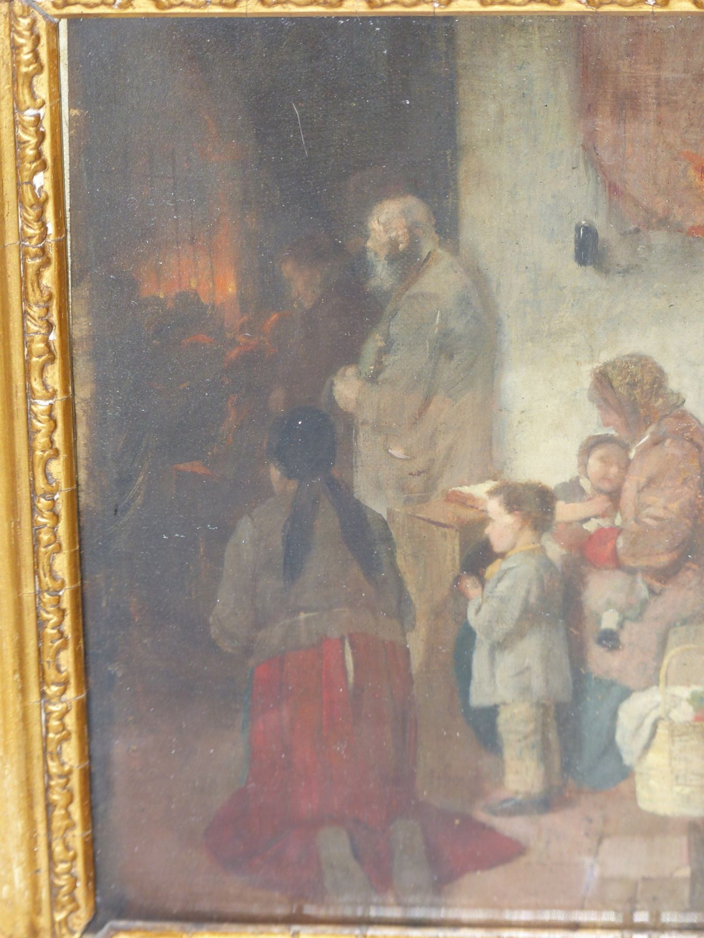 19TH CENTURY GERMAN SCHOOL, A MOURNING CONGREGATION. OIL ON CANVAS, SIGNED INDISTINCTLY AND - Image 2 of 6