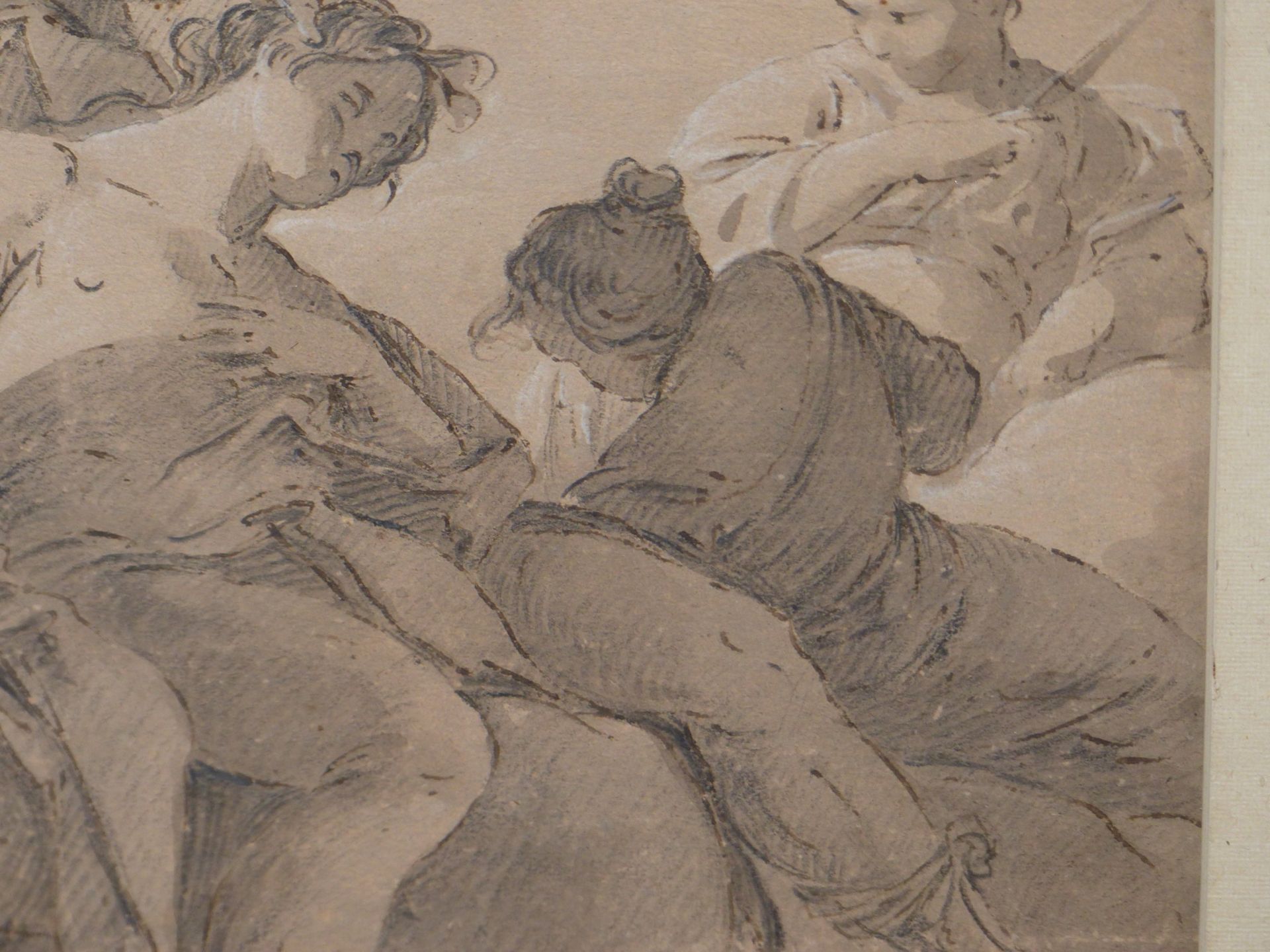 AFTER GIOVANNI TIEPOLO, AN 18TH/ 19TH FIGURE STUDY, GREY WASH, PENCIL AND CHALK ON PAPER, BEARS - Bild 6 aus 9