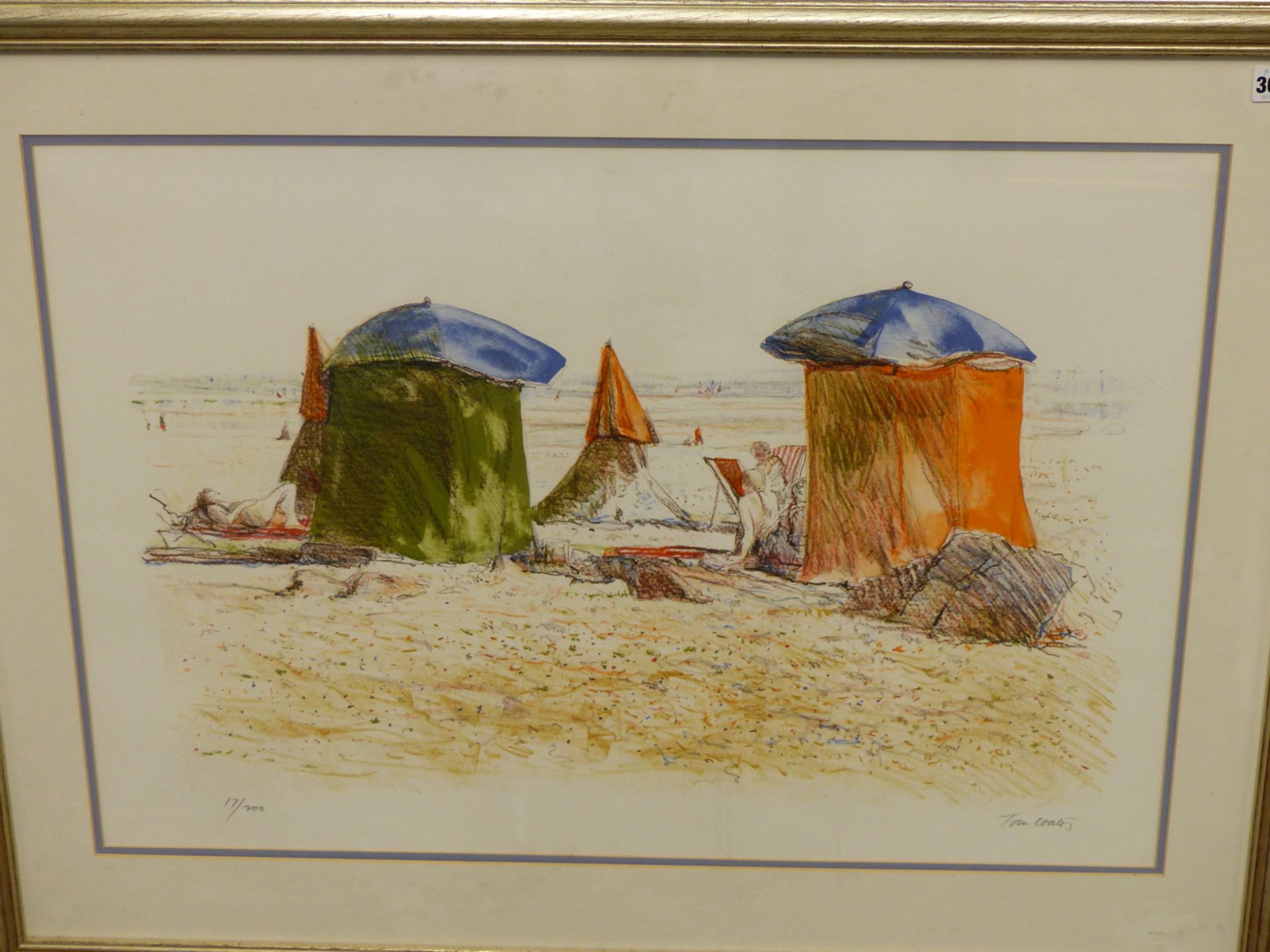 TOM COATES (B.1941) ARR. "SUNBATHING" A PENCIL SIGNED LIMITED EDITION PRINT NO 17/200 73 X 51 cm. - Image 2 of 6