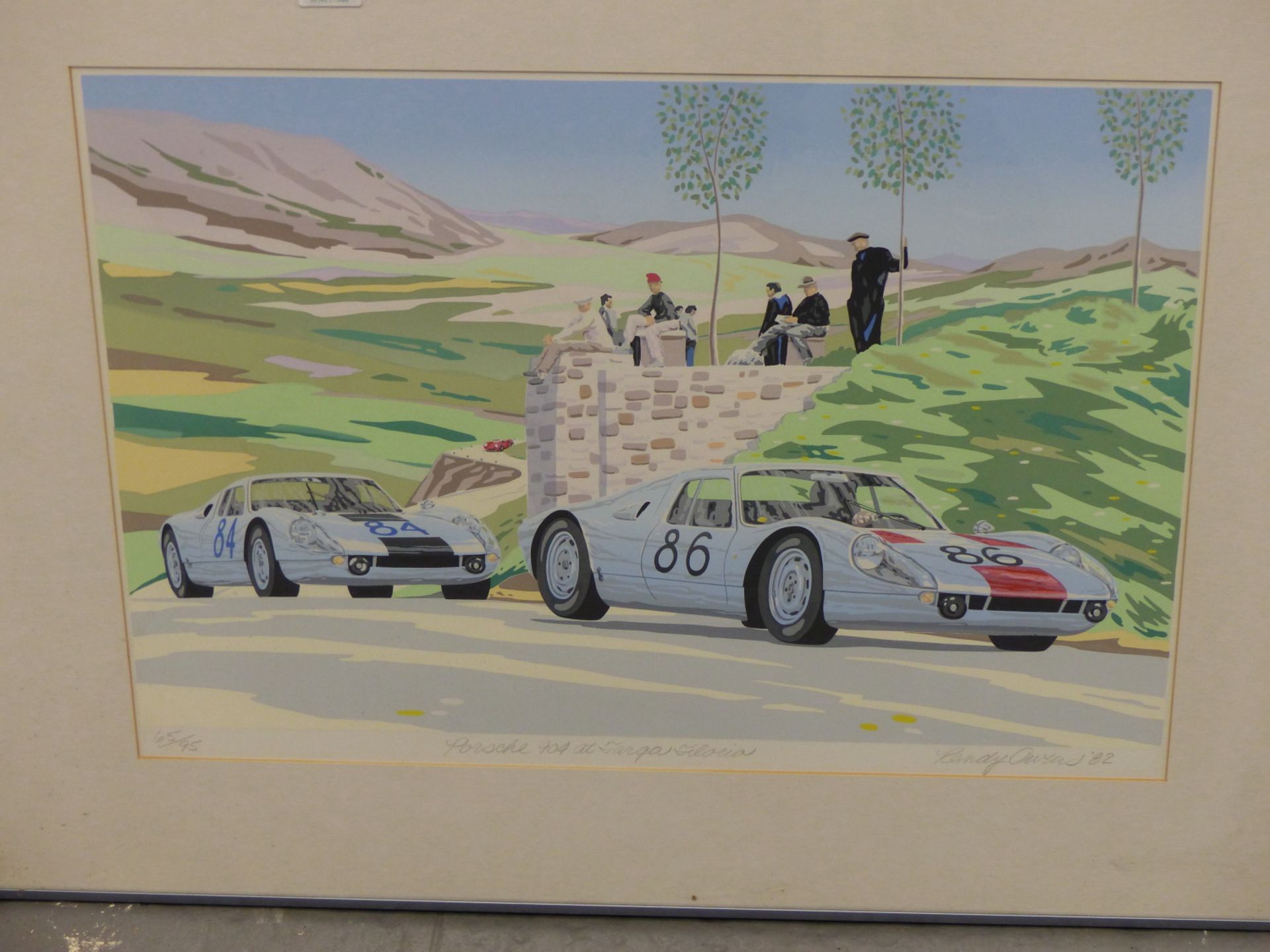 AFTER RANDY OWENS (20th CENTURY) (ARR). PORCHE 904S AT TARGA FLORIO" SILK SCREEN PRINT, PENCIL - Image 6 of 7