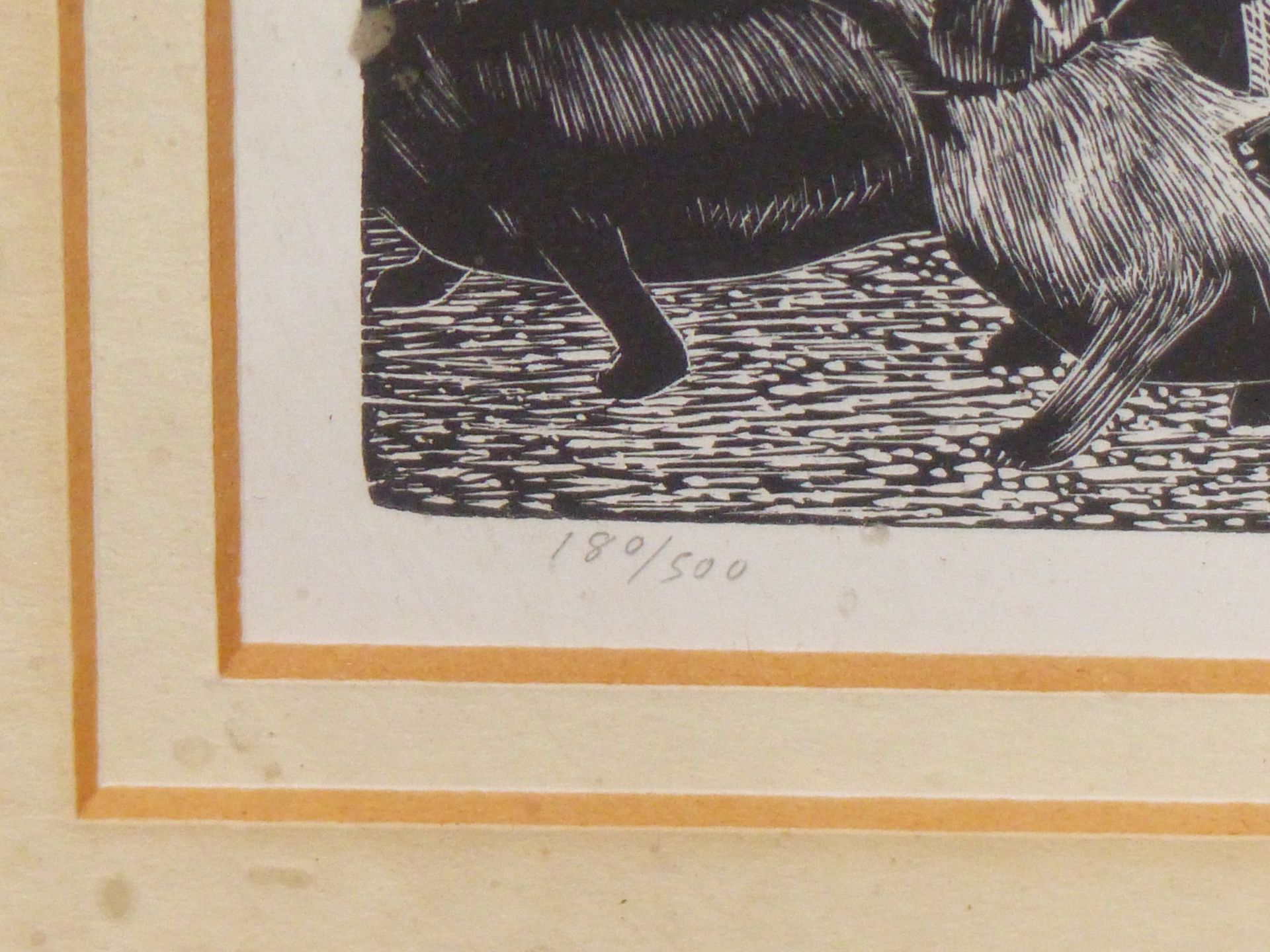 TIRZAH RAVILLIOUS (nee. Garwood.) (1908-1951)- THE DOG SHOW, WOODBLOCK ENGRAVING- NUMBERED 180/500. - Image 3 of 5