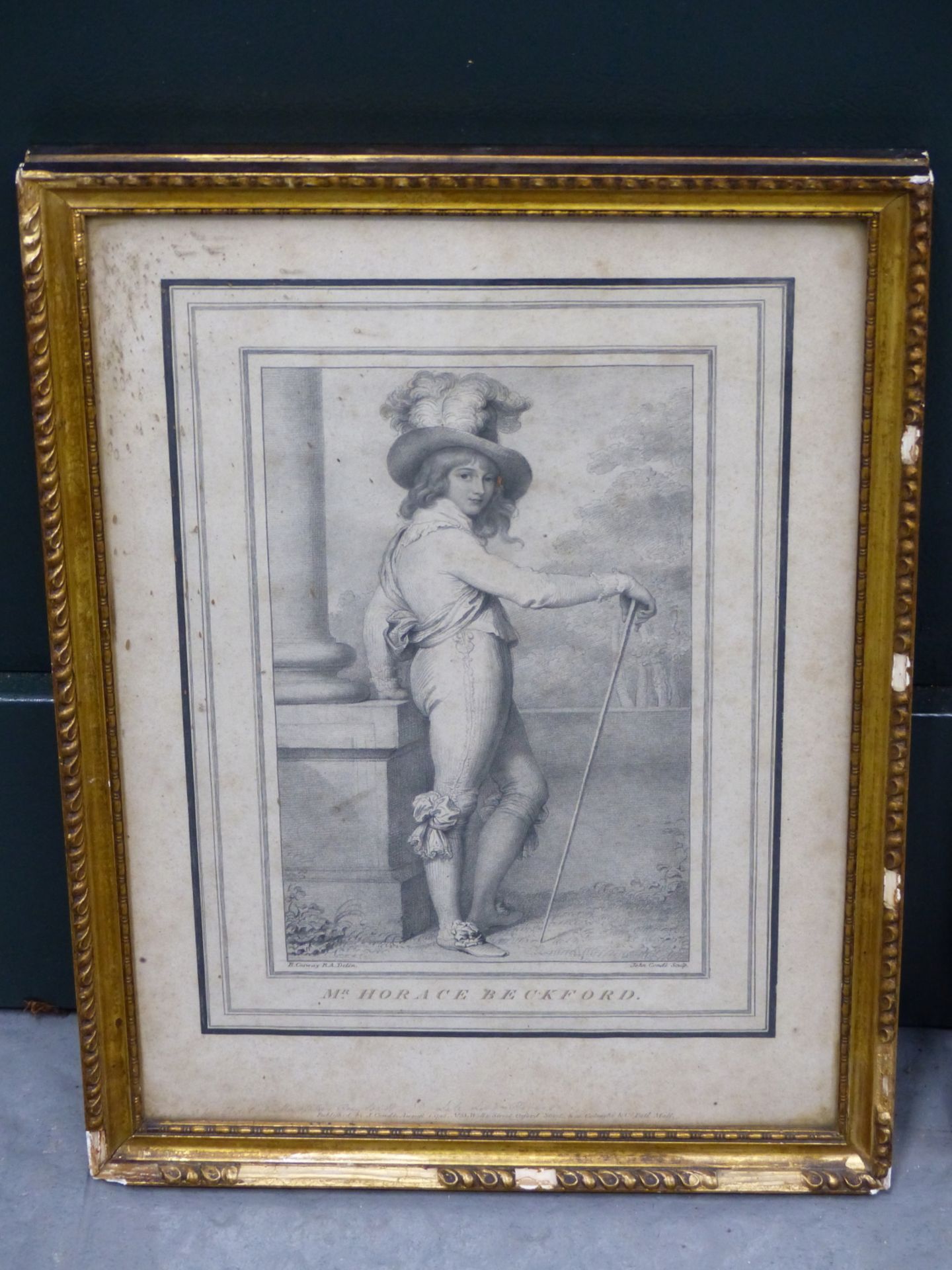 MANNER OF RICHARD COSWAY (1742-1821) STUDY OF MR HORACE BECKFORD WITH WALKING CANE, PENCIL AND - Image 5 of 7