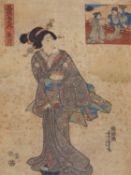YOSHITORA (19TH CENTURY JAPANESE) WOODBLOCK PRINT. 23 X 35 cm.