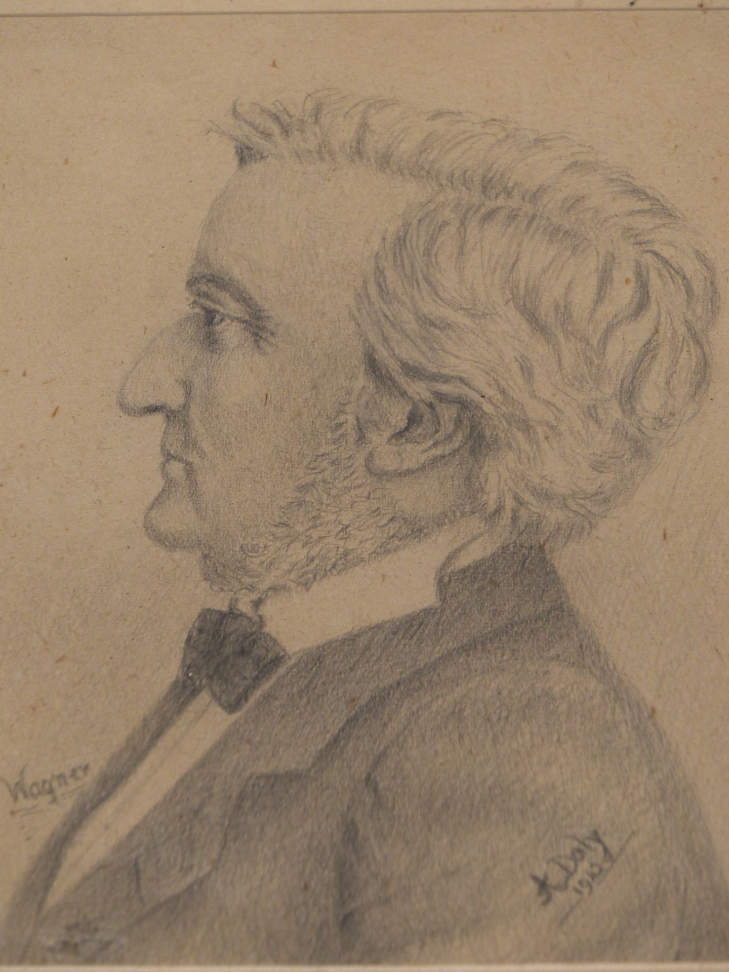 A. DALY (MID 20TH CENTURY) PORTRAIT STUDIES OF MUSICIANS, WAGNER, VERDI, CHOPIN, ROSSINI, PENCIL - Image 4 of 7