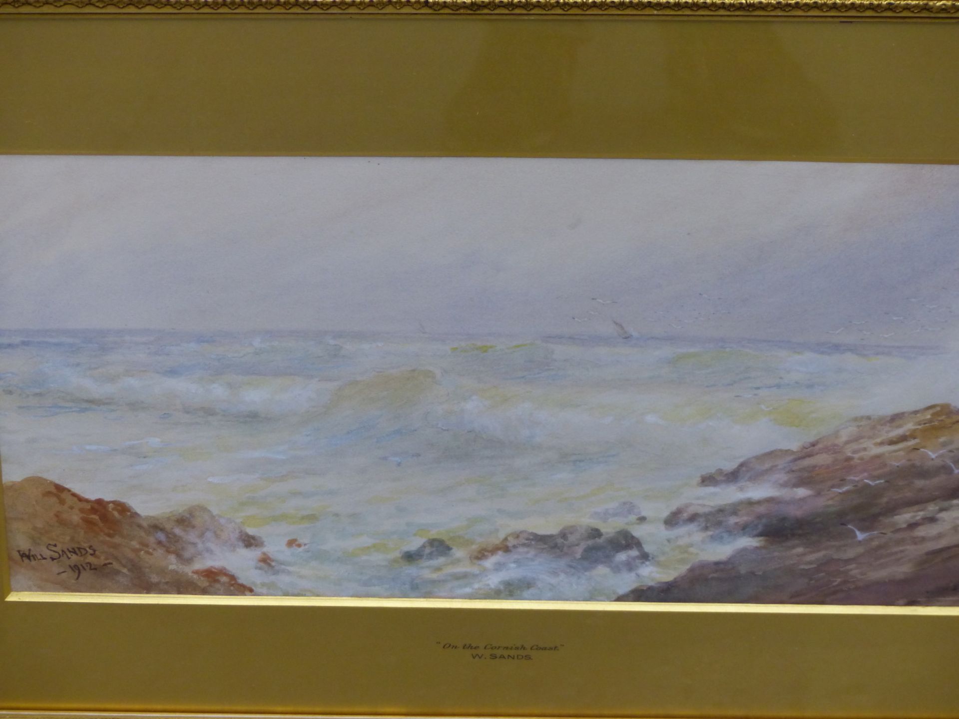 ATTRB. THOMAS HERBERT VICTOR ( AKA W. SANDS) ON THE CORNISH COAST. SIGNED WILL SANDS 1912.