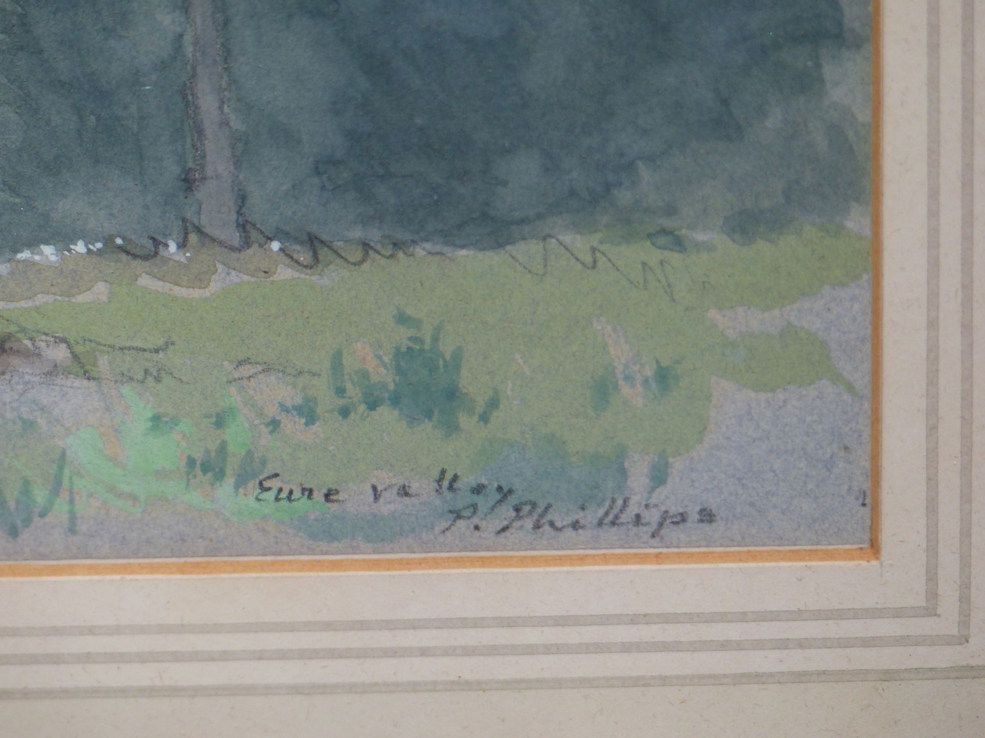 PATRICK PHILLIPS (20TH CENTURY) ARR. "IN THE EURE VALLEY" PENCIL AND WATERCOLOUR, SIGNED LOWER RIGHT - Image 3 of 7