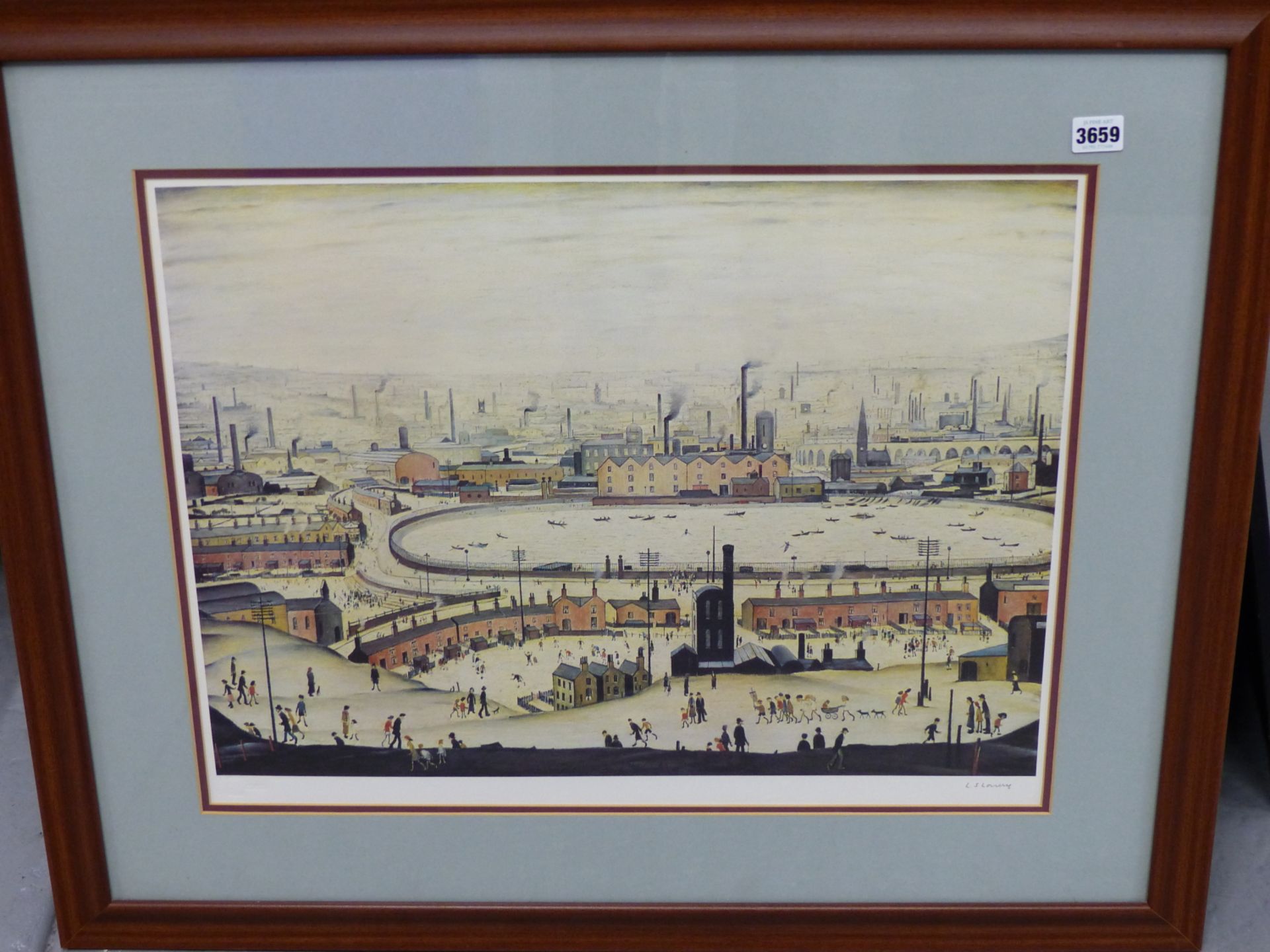 L. S. LOWRY (1887-1976) ARR. " THE POND". PENCIL SIGNED OFFSET LITHOGRAPH. FINE ART TRADE GUILD BLI - Bild 2 aus 9