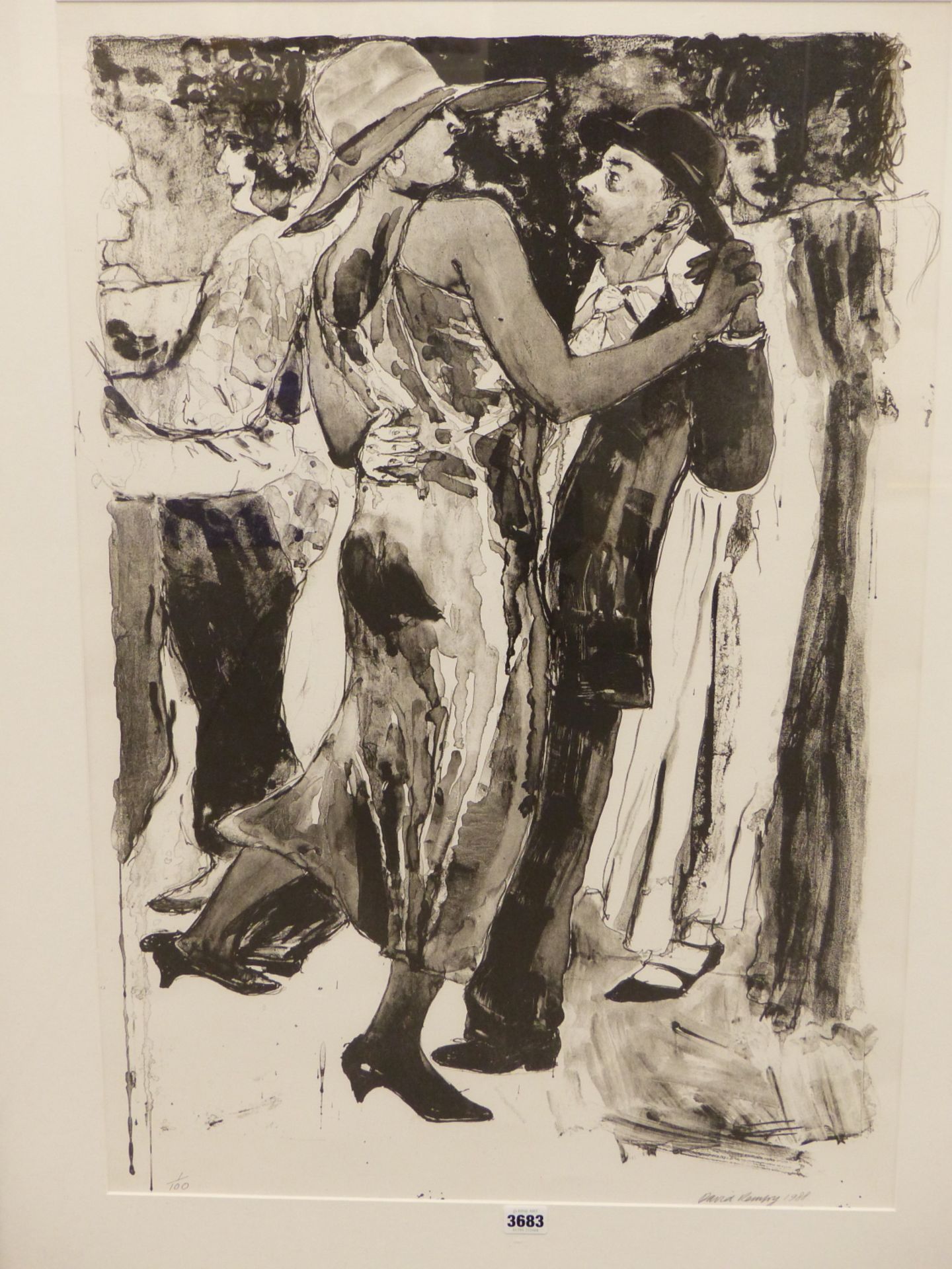 DAVID REMFRY RA. (B.1942) (ARR)- DANCING WITH HATS (UNTITLED), LITHOGRAPH, LIMITED EDITION NO.1/100, - Image 2 of 8